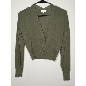 Juniper Blu Top Women’s Small Green V Neck Pullover Long Sleeve Sweater